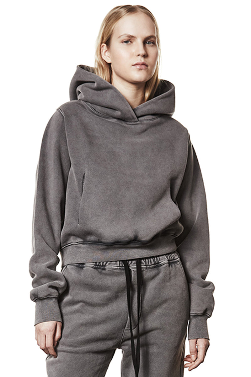 USED GREY HOODED SWEAT JACKET