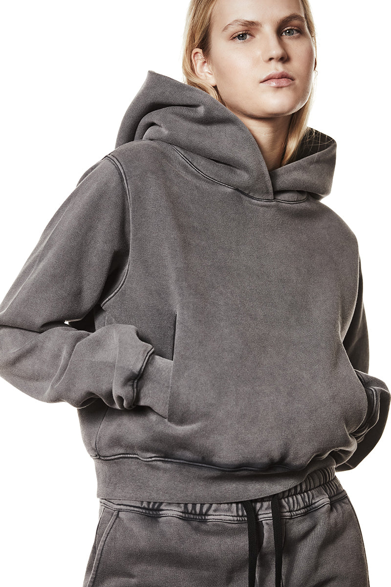 USED GREY HOODED SWEAT JACKET