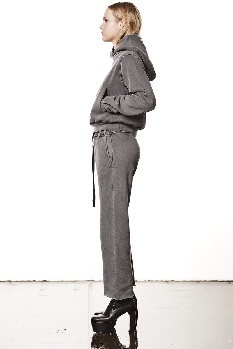 USED GREY HOODED SWEAT JACKET