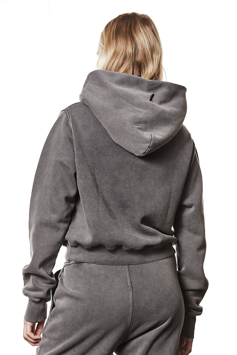 USED GREY HOODED SWEAT JACKET