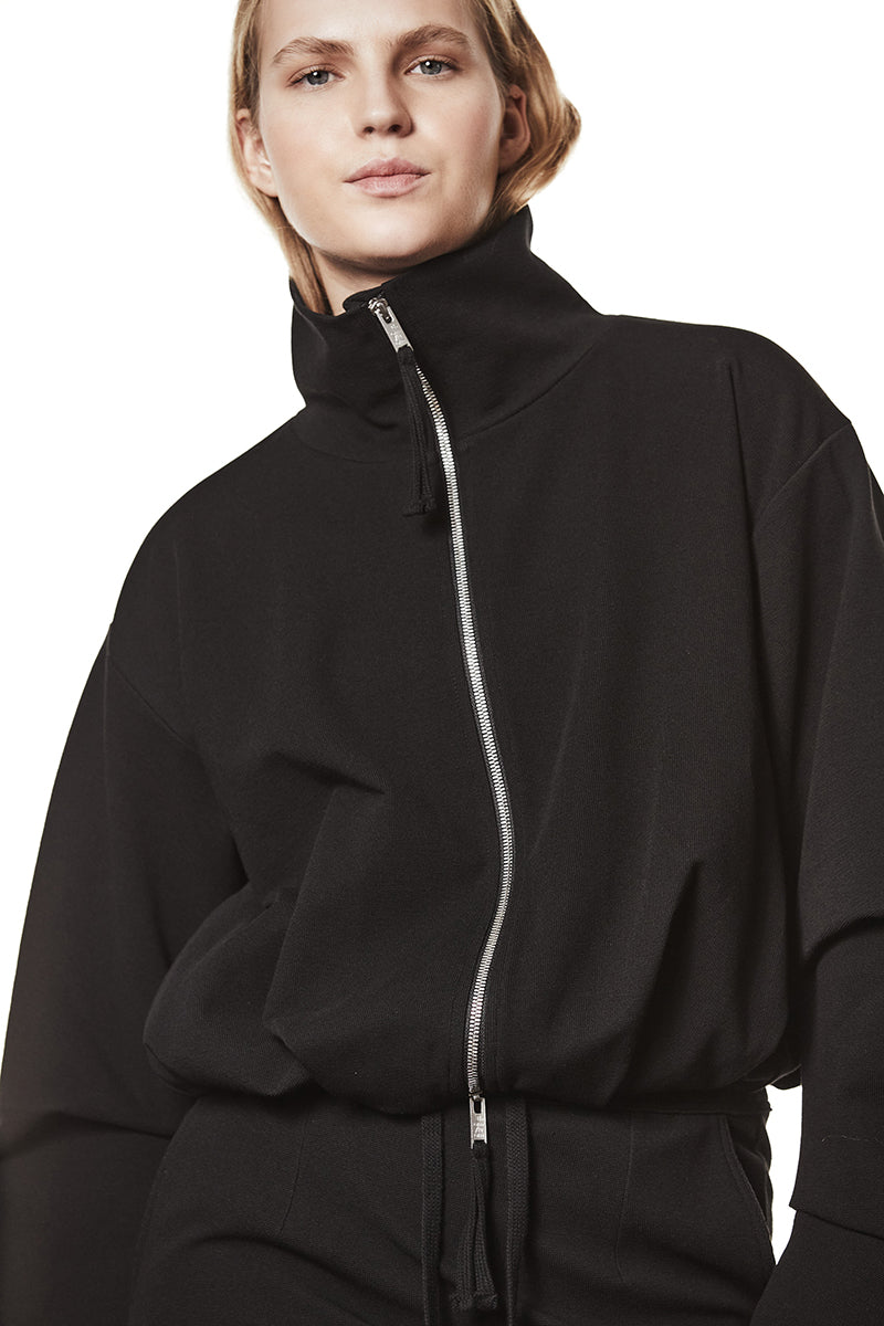 BLACK STRUCTURED SWEAT JACKET