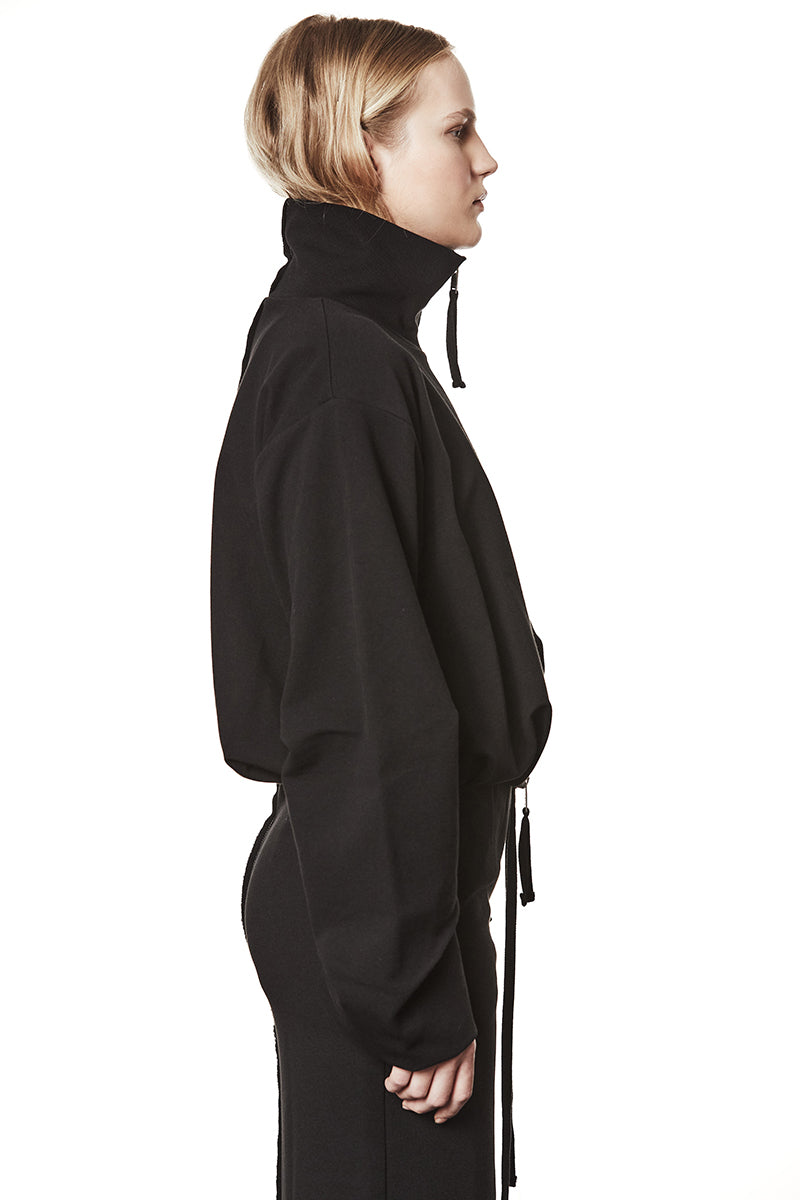 BLACK STRUCTURED SWEAT JACKET