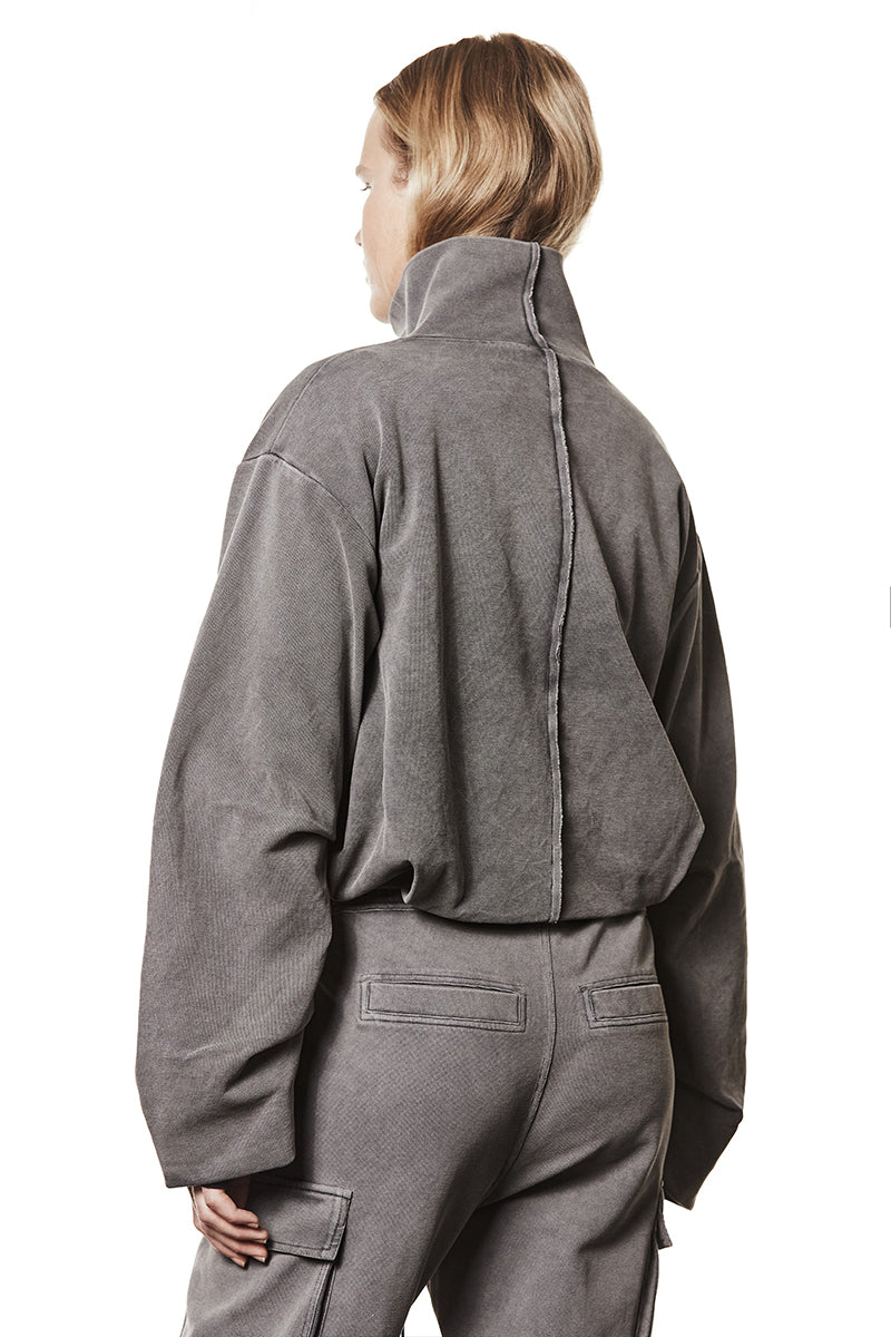 USED GREY STRUCTURED SWEAT JACKET