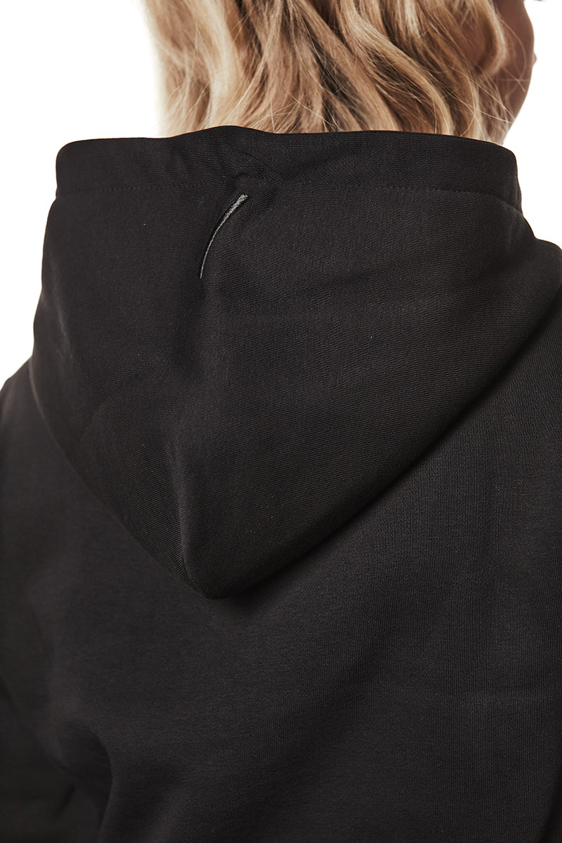 BLACK HOODED SWEAT JACKET