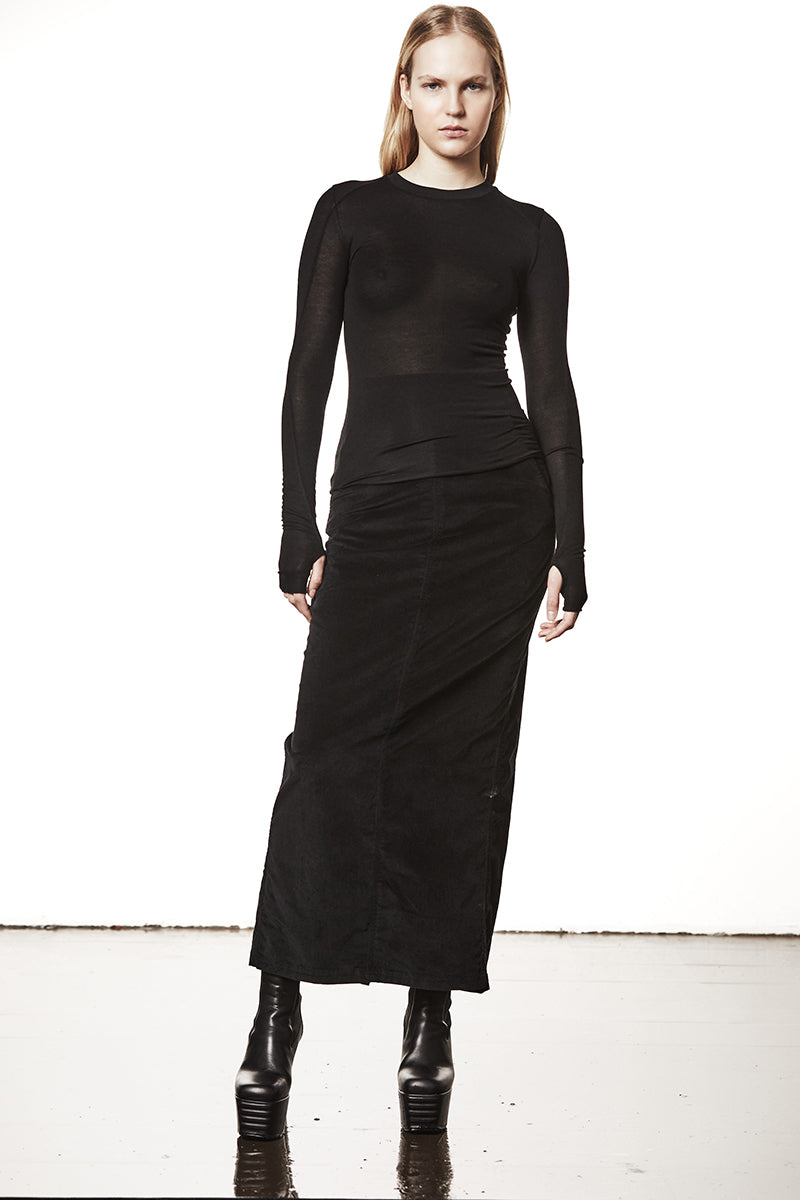 BLACK CREW NECK LONG SLEEVE TOP