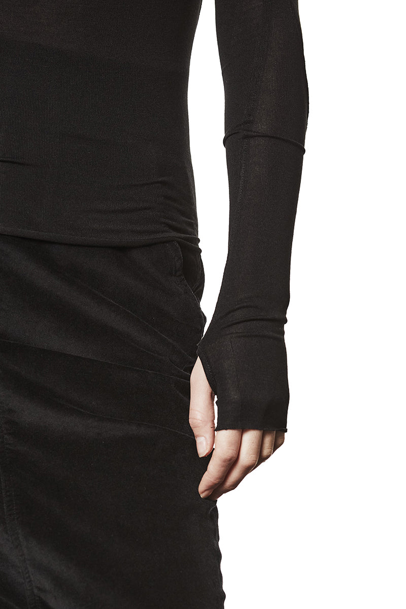 BLACK CREW NECK LONG SLEEVE TOP