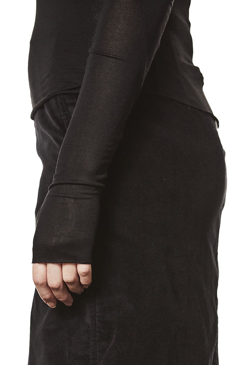 BLACK CREW NECK LONG SLEEVE TOP