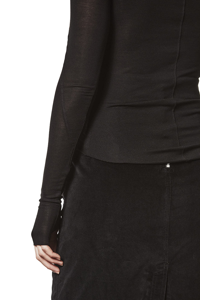 BLACK CREW NECK LONG SLEEVE TOP