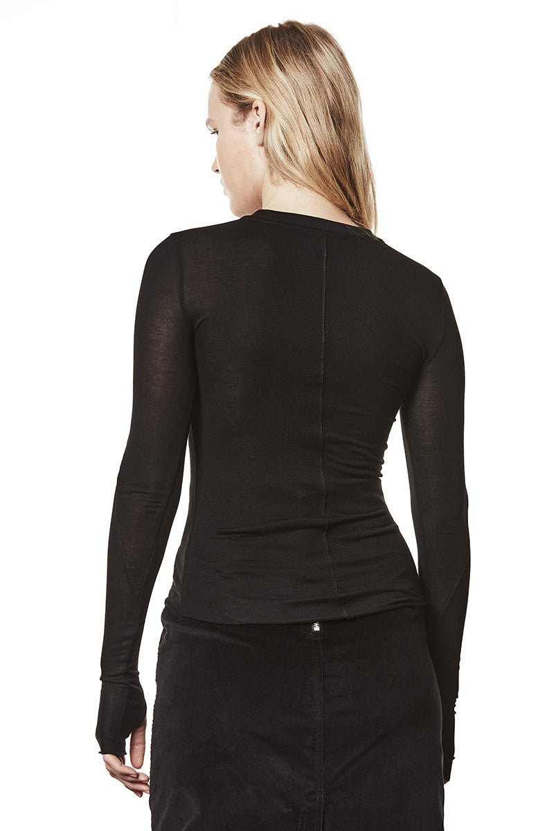BLACK CREW NECK LONG SLEEVE TOP