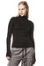 BLACK GATHERED ROLL NECK L/S TOP