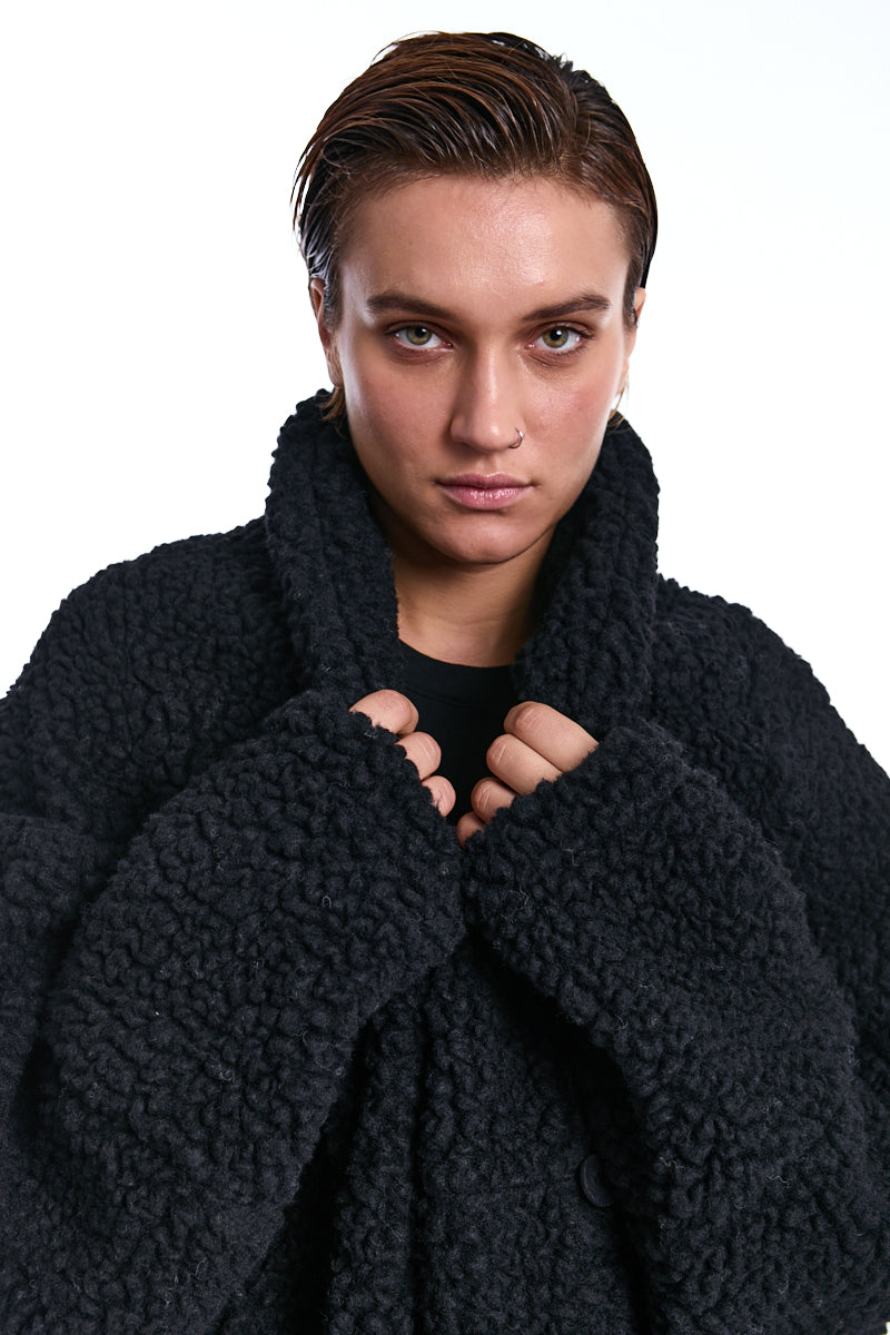 BLACK WOOL UNISEX JACKET