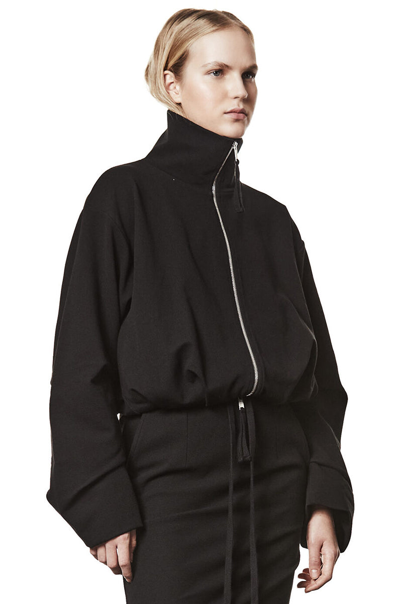 BLACK STRUCTURED SWEAT JACKET
