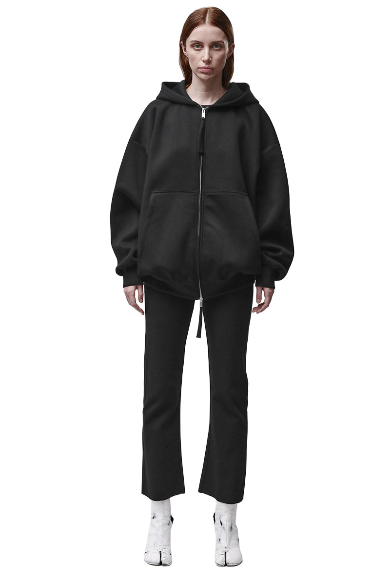 BLACK NEOPRENE ZIP-UP HODDIE