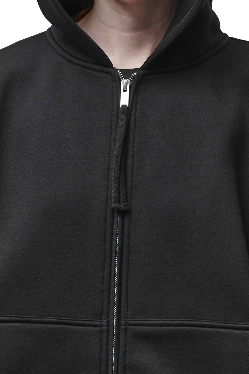 BLACK NEOPRENE ZIP-UP HODDIE