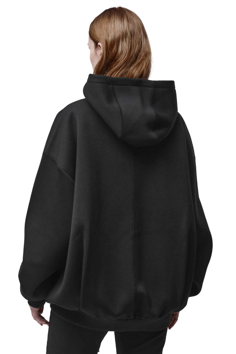 BLACK NEOPRENE ZIP-UP HODDIE