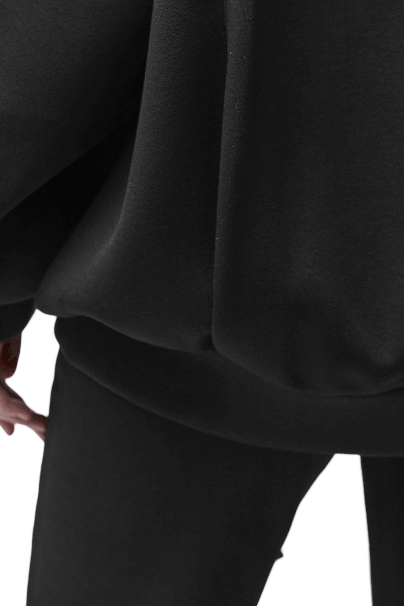 BLACK NEOPRENE ZIP-UP HODDIE