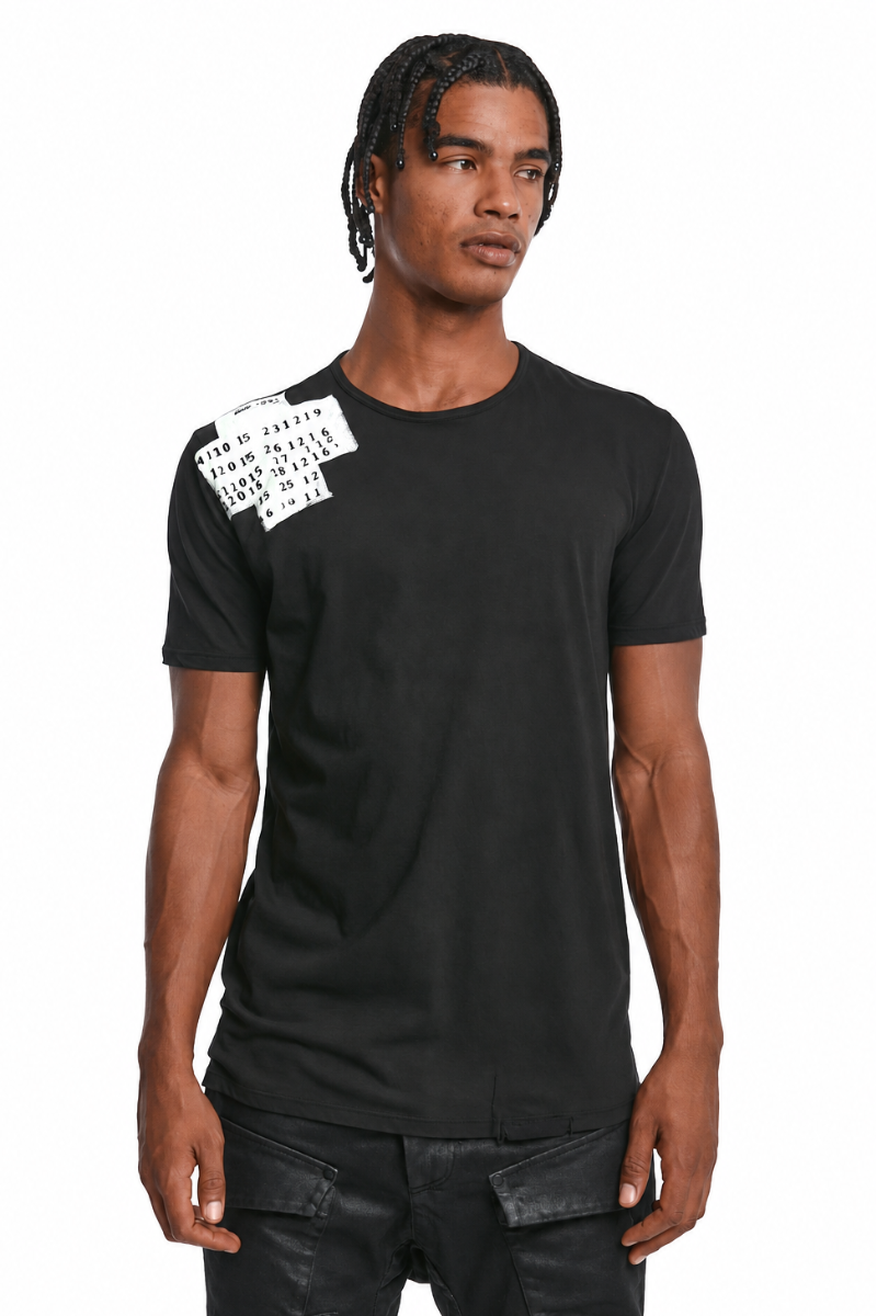 BLACK COTTON PRINT TEE