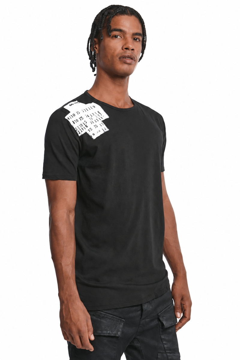 BLACK COTTON PRINT TEE