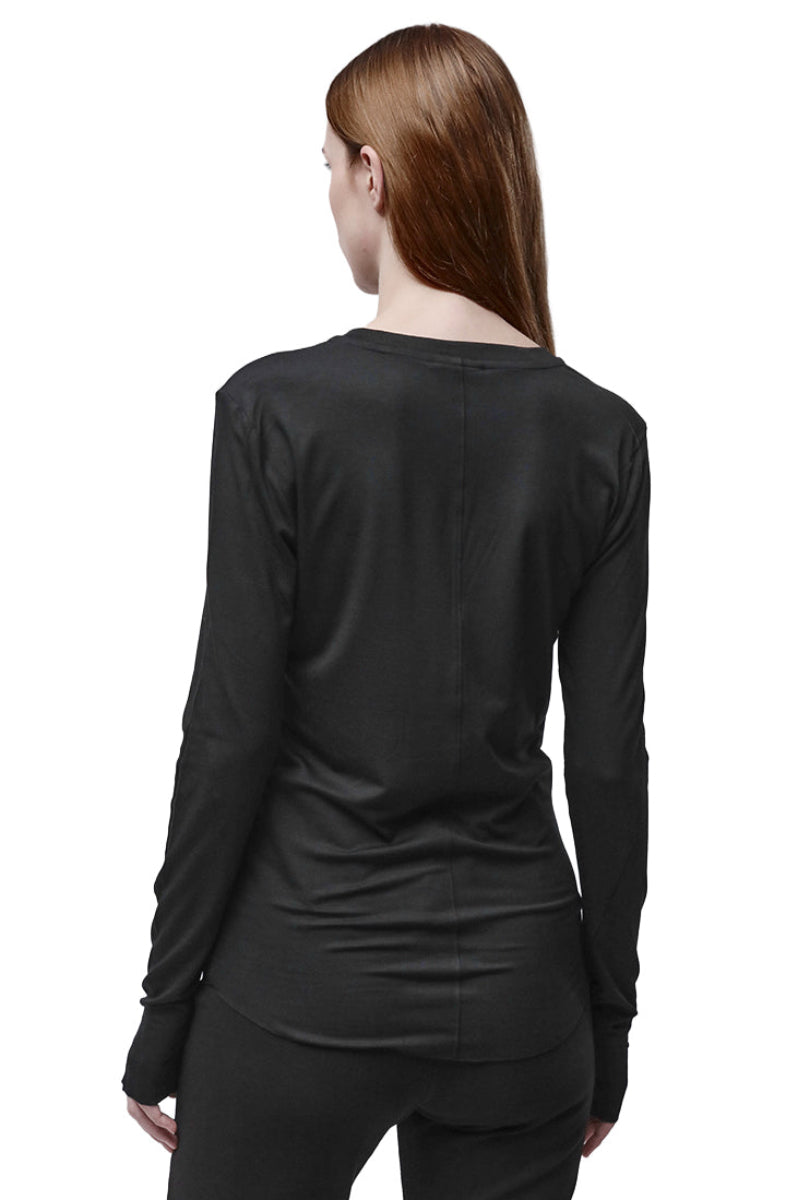BLACK RAW CUT VISCOSE LONGSLEEVE