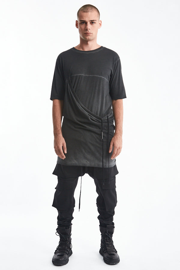 COLD DYED ANTRA DRAPED SIDE POCKET T-SHIRT