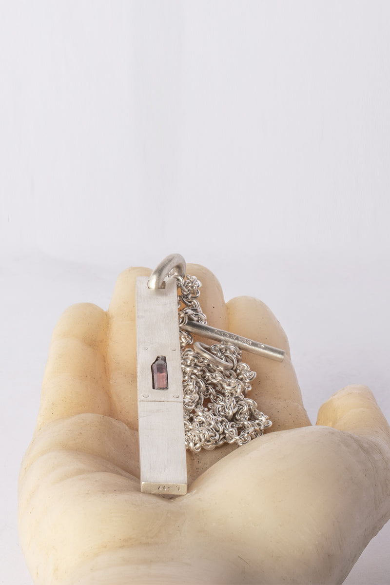 TALISMAN PLATE NECKLACE SPECIMEN (TOURMALINE, L-17-MA+TOU)