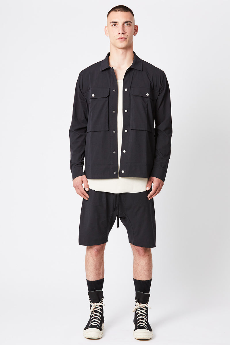 BLACK OVERSHIRT STRETCH JACKET