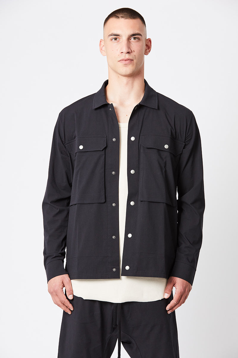 BLACK OVERSHIRT STRETCH JACKET