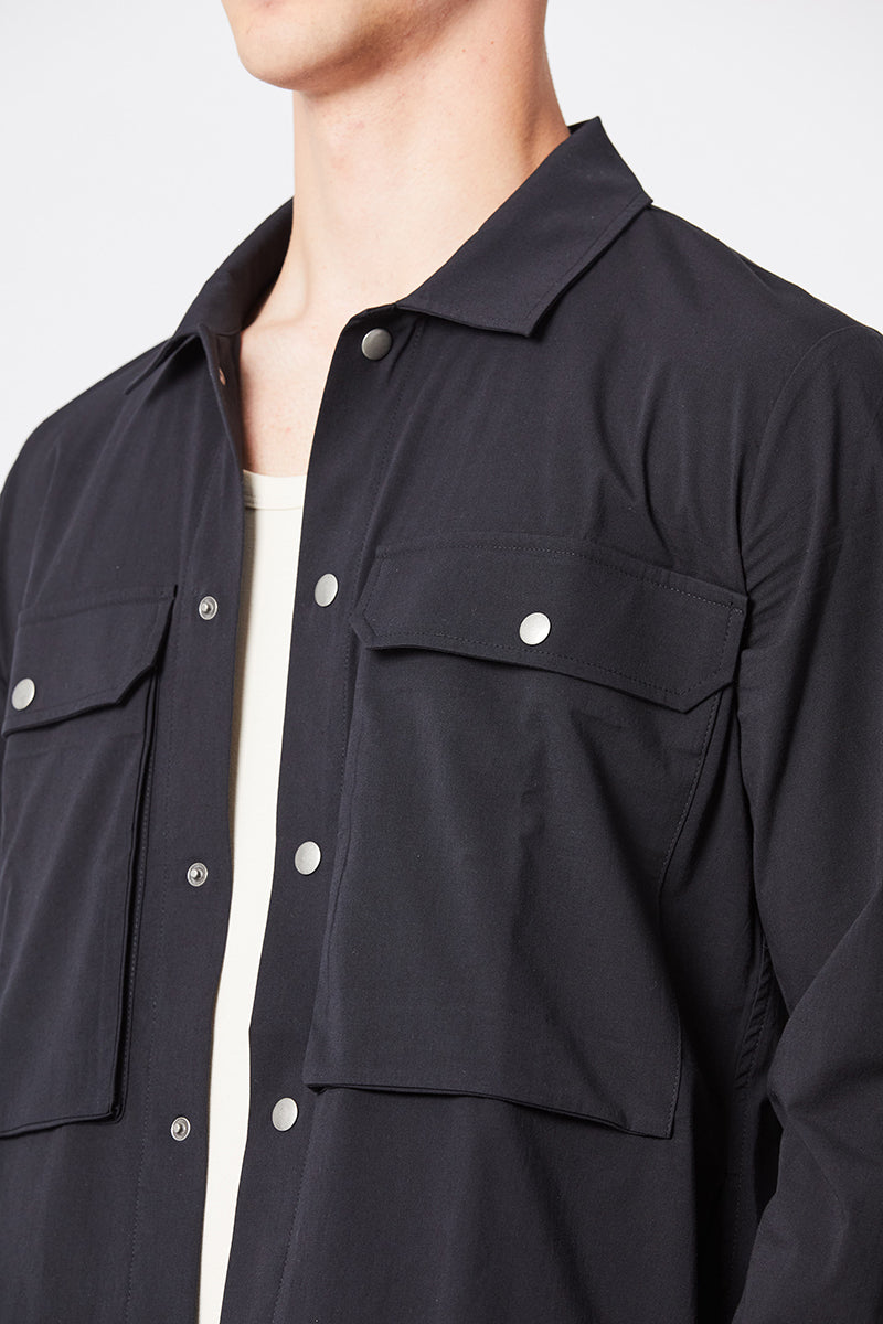 BLACK OVERSHIRT STRETCH JACKET