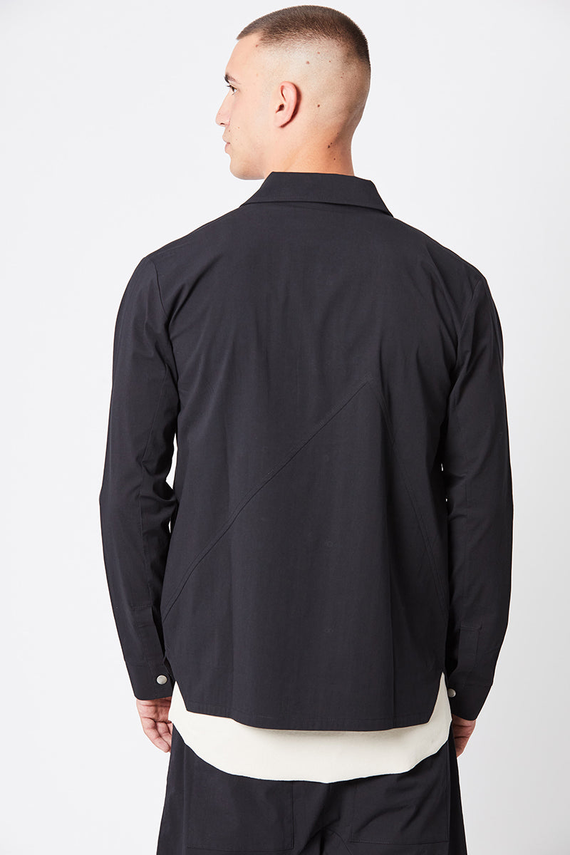 BLACK OVERSHIRT STRETCH JACKET